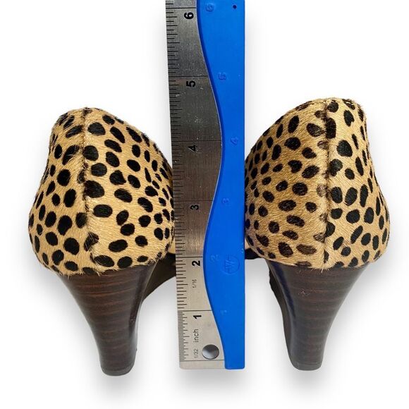 Sole Society | Womens D’Orsay Cheetah Print Fur Wedges | Size 5.5 - Picture 8 of 12